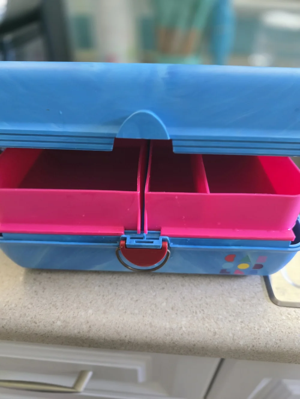 Caboodles Blue Storage Case with Red Accents